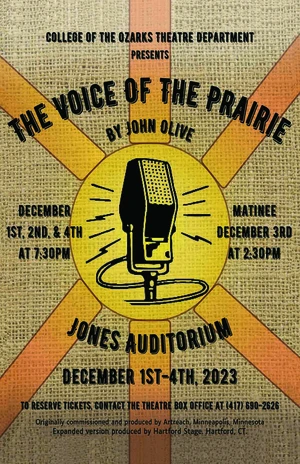 Poster with a picture of a microphone in the middle.